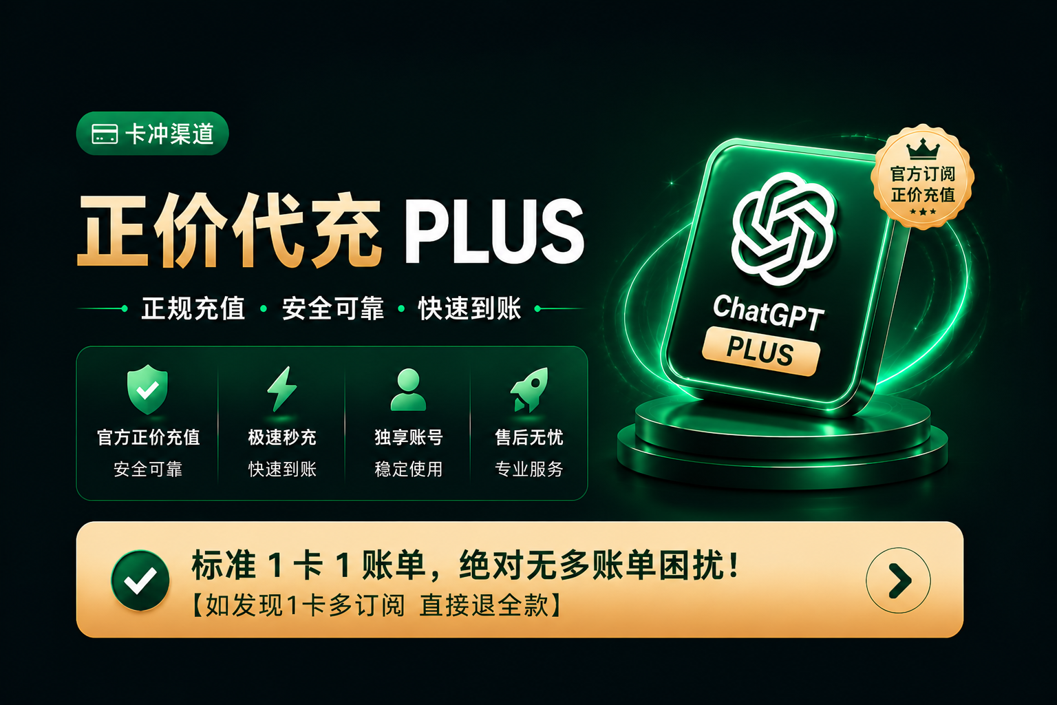 【一卡 5充】GPT PLUS 菲区官方卡冲1个月【卡密可囤可退】